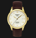 Tissot Le Locle Automatic Gold Dial Brown Leather Strap Watch For Men - T41.5.413.73