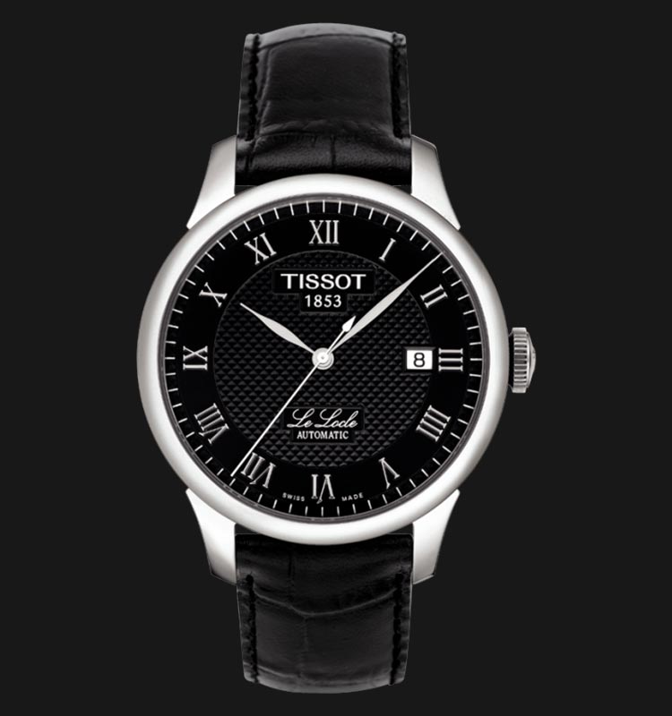 Tissot T Classic Le Locle Automatic Black Dial Black Leather Strap Watch For Men - T41.1.423.53