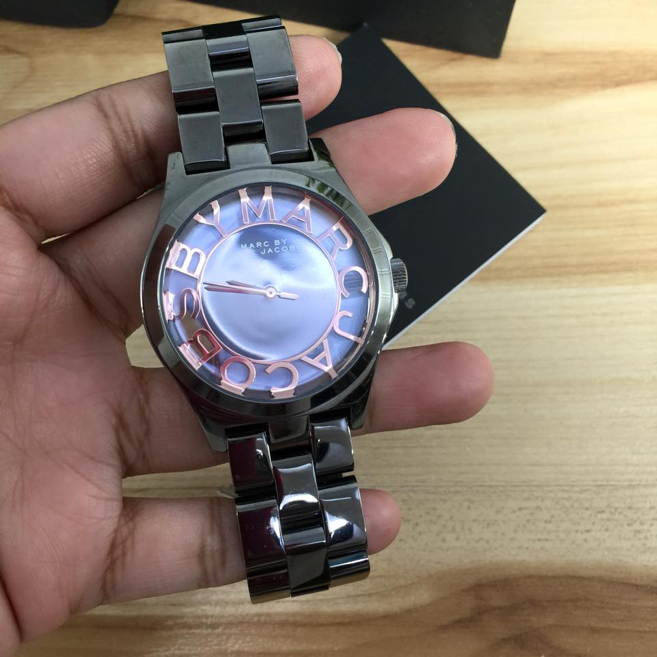 Marc Jacobs Henry Skeleton Black Dial Black Steel Strap Watch for Women - MBM3254