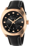 Gucci GG2570 Quartz Black Dial Black Leather Strap Watch For Men - YA142309