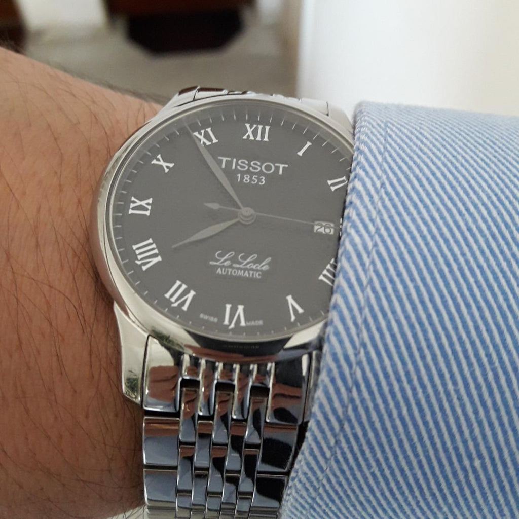 Tissot T Classic Le Locle Powermatic 80 Black Dial Silver Steel Strap Watch For Women - T41.1.483.53