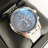 Hugo Boss Jet Blue Dial Silver Steel Strap Watch for Men - 1513384