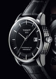Tissot T Classic Luxury Powermatic 80 Black Dial Black Leather Strap Watch For Men - T086.408.16.051.00
