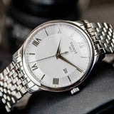 Tissot T Classic Tradition Silver Dial Silver Steel Strap Watch For Men - T063.610.11.038.00