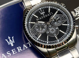 Maserati Competizione Chronograph Black Dial Silver Steel Strap Watch For Men - R8853100014