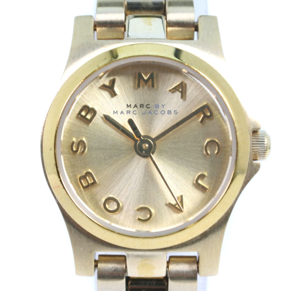 Marc Jacobs Henry Dinky Gold Dial Gold Steel Strap Watch for Women - MBM3199