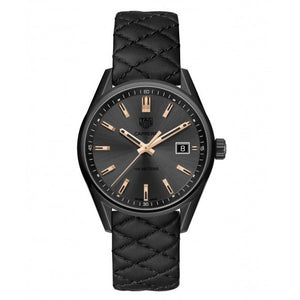 Tag Heuer Carrera Special Edition Black Dial Black Leather Strap Watch for Women - WAR1113.FC6392