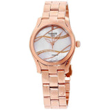 Tissot T Wave T Lady Mother of Pearl Dial Rose Gold Steel Strap Watch For Women - T112.210.33.111.00