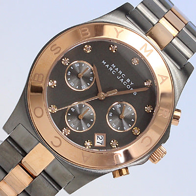 Marc Jacobs Blade Chronograph Grey Dial Two Tone Steel Strap Watch for Women - MBM8583