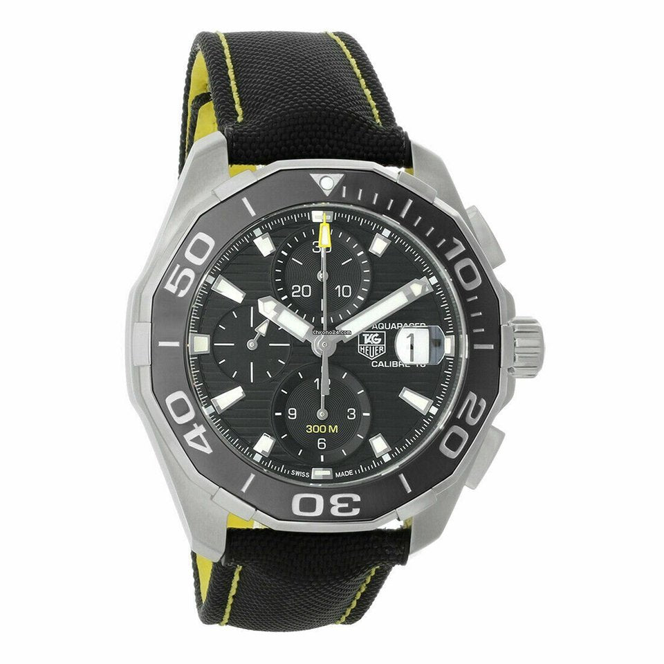 Tag Heuer Aquaracer Automatic Chronograph Black Dial Black Nylon Strap Watch for Men - CAY211A.FC6361