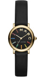 Marc Jacobs Roxy Black Dial Black Leather Strap Watch for Women - MJ1592