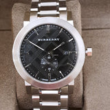 Burberry The City Black Dial Silver Steel Strap Watch for Men - BU9901