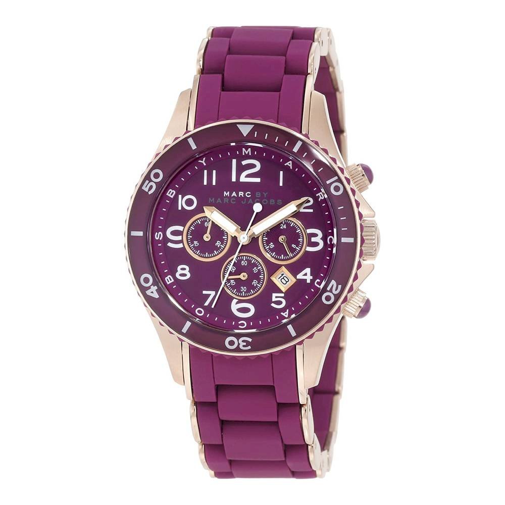 Marc Jacobs Rock Chronograph Purple Dial Purple Silicone Strap Watch for Women - MBM2576