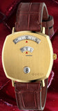 Gucci Grip Quartz Yellow Gold Dial Maroon Leather Strap Watch For Women - YA157405