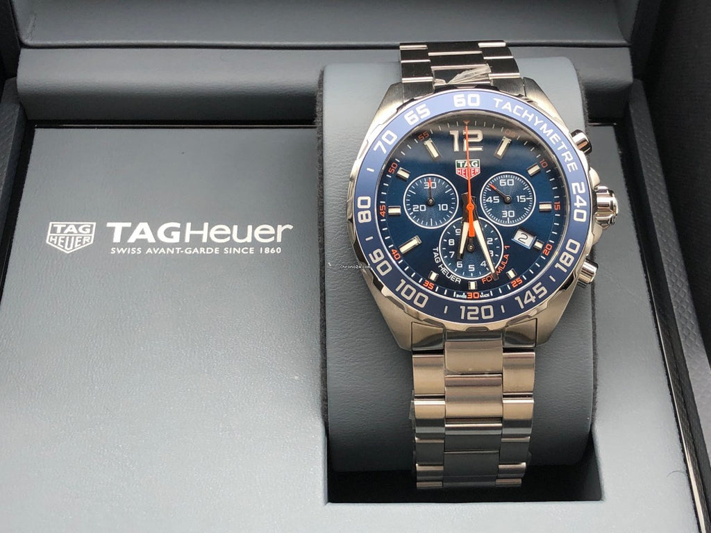Tag Heuer Formula 1 Quartz Chronograph Blue Dial Silver Steel Strap Watch for Men - CAZ1014.BA0842