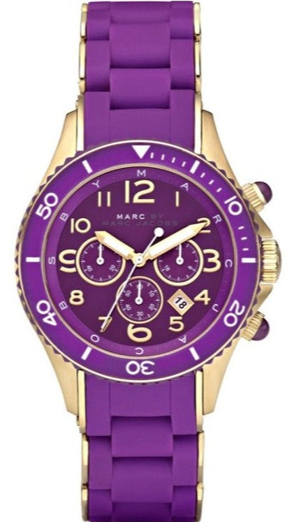 Marc Jacobs Rock Chronograph Purple Dial Purple Silicone Strap Watch for Women - MBM2549