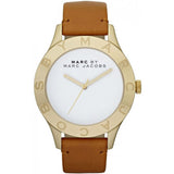 Marc Jacobs Blade White Dial Brown Leather Strap Watch for Women - MBM1218