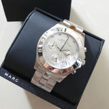 Marc Jacobs Blade Chronograph White Dial Silver Steel Strap Watch for Women - MBM3080