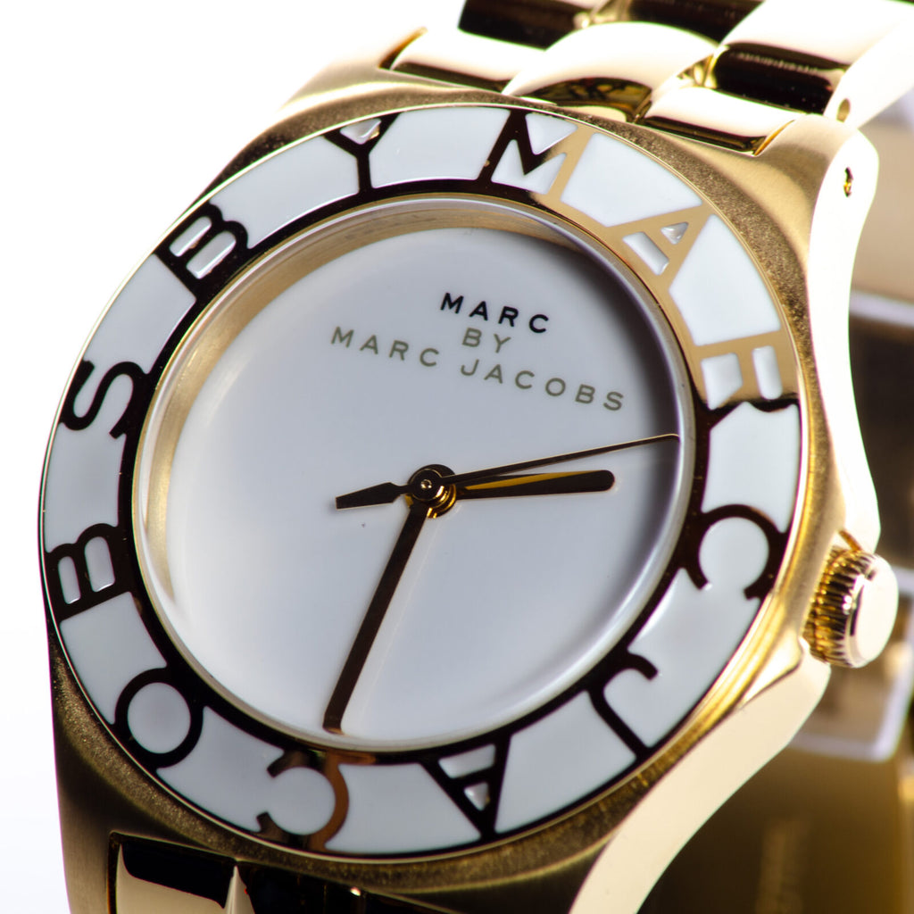 Marc Jacobs Blade White Dial Gold Steel Strap Watch for Women - MBM3050