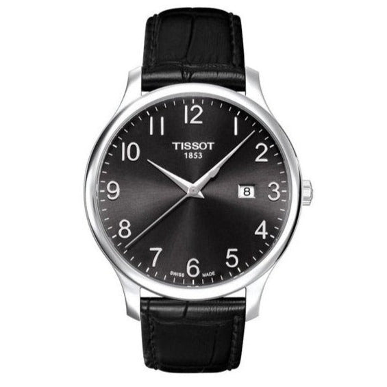 Tissot T Classic Tradition Black Dial Black Leather Strap Watch For Men - T063.610.16.052.00