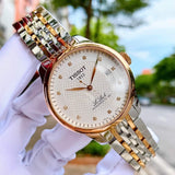 Tissot Le Locle Powermatic 80 Diamonds Silver Dial Two Tone Steel Strap Watch For Men - T006.407.22.036.01