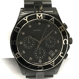 Marc Jacobs Blade Chronograph Black Dial Black Steel Strap Watch for Women - MBM3083