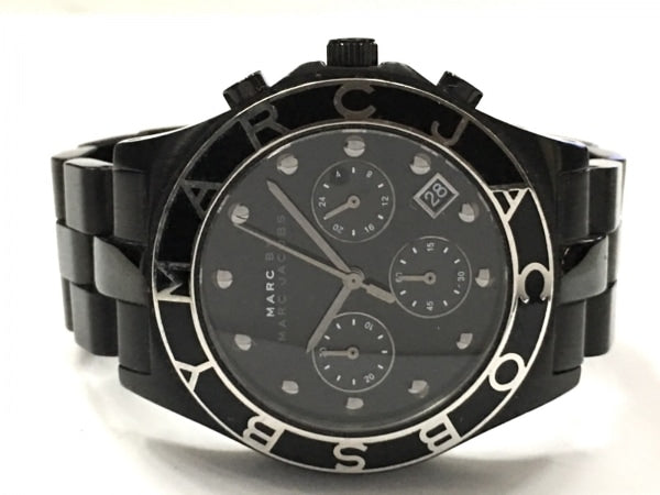 Marc Jacobs Blade Chronograph Black Dial Black Steel Strap Watch for Women - MBM3083