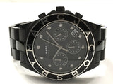 Marc Jacobs Blade Chronograph Black Dial Black Steel Strap Watch for Women - MBM3083
