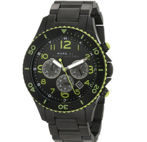 Marc Jacobs Rock Chronograph Black Dial Black Steel Strap Watch for Men - MBM5026