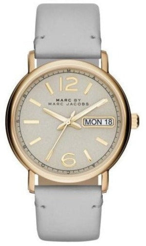 Marc Jacobs Fergus Grey Dial Grey Leather Strap Watch for Women - MBM8654