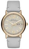 Marc Jacobs Fergus Grey Dial Grey Leather Strap Watch for Women - MBM8654