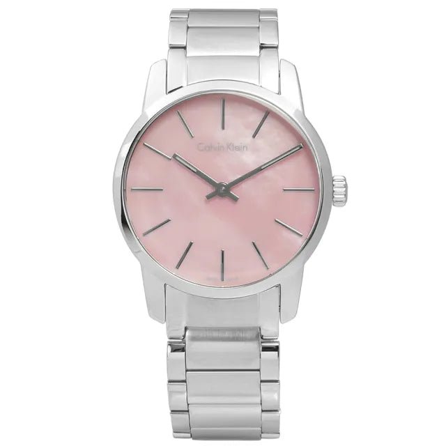 Calvin Klein City Pink Mother of Pearl Dial Stainless Steel Strap Watch For Women - K2G2314E