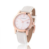 Burberry The City White Dial White Leather Strap Watch for Women - BU9108