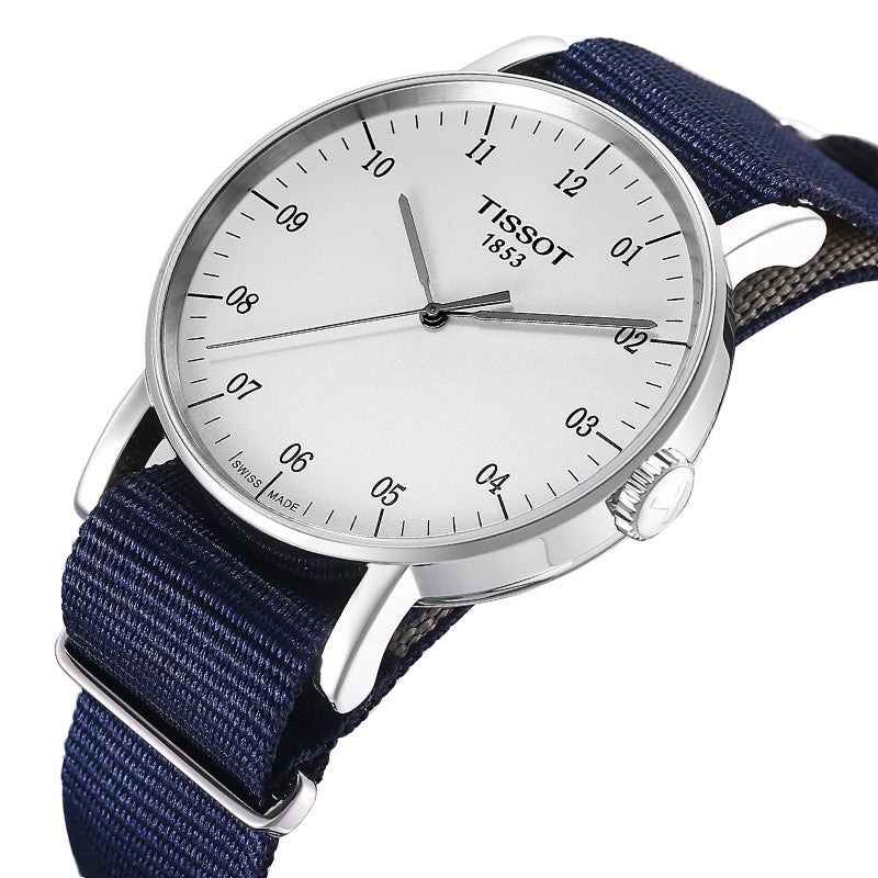 Tissot T Classic Everytime Large White Dial Blue NATO Strap Watch For Men - T109.610.17.037.00