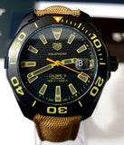 Tag Heuer Aquaracer 300 Calibre 5 Automatic Black Dial Brown Nylon Strap Watch for Men - WAY208C.FC6383