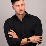 Maserati Stile Black Dial Gold Steel Strap Watch For Men - R8853142004