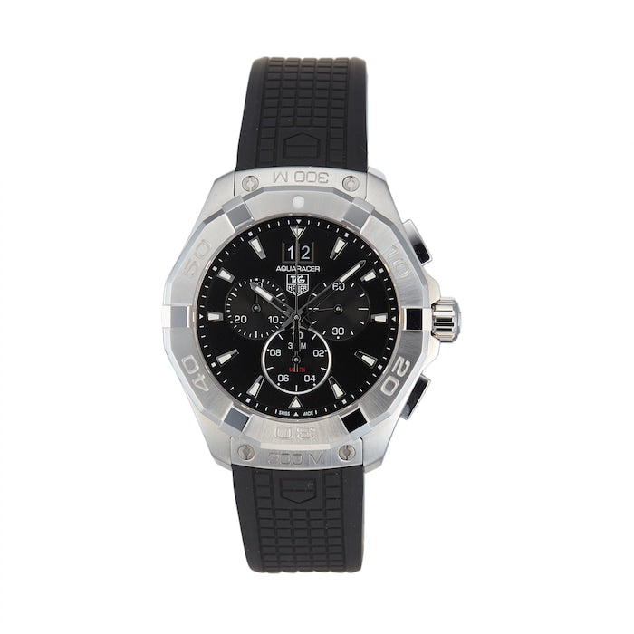 Tag Heuer Aquaracer Chronograph Black Dial Black Rubber Strap Watch for Men - CAY1110.FT6041