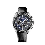 Hugo Boss Driver Sport Chronograph Blue Dial Black Leather Strap Watch for Men - 1513077