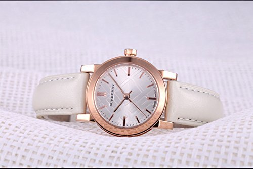 Burberry The City White Dial White Leather Strap Watch for Women - BU9209