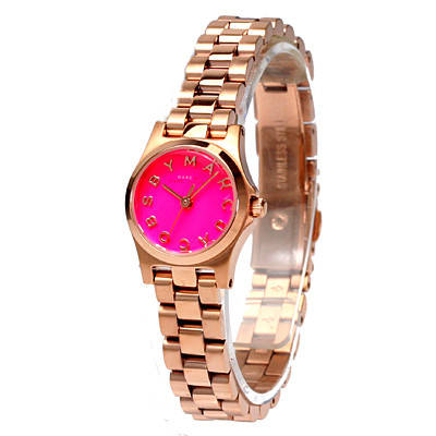 Marc Jacobs Henry Dinky Pink Dial Rose Gold Steel Strap Watch for Women - MBM3203