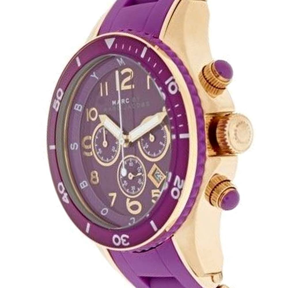 Marc Jacobs Rock Chronograph Purple Dial Purple Silicone Strap Watch for Women - MBM2576