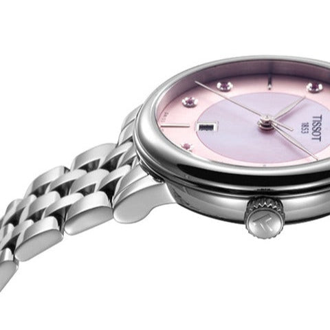 Tissot T Classic Carson Premium Pink Dial Silver Steel Strap Watch for Women - T122.210.11.159.00