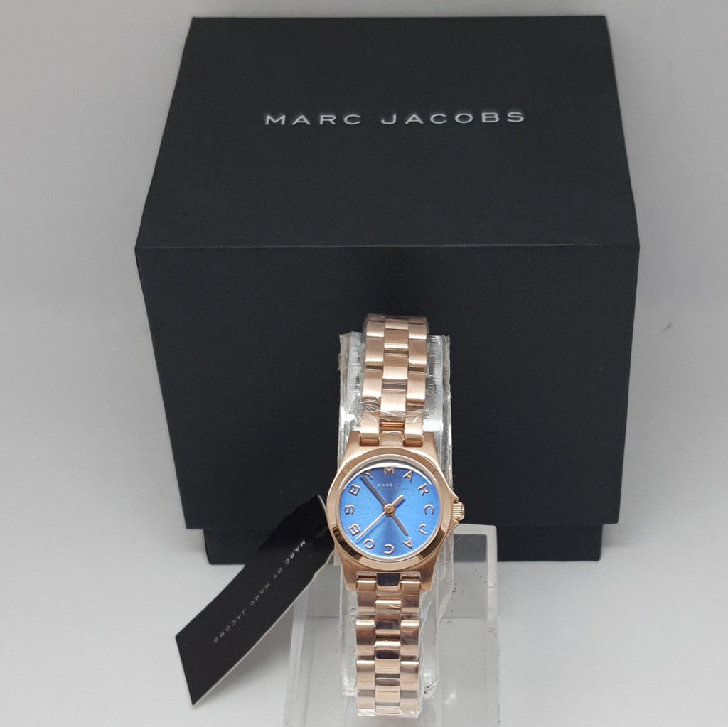 Marc Jacobs Henry Dinky Blue Dial Rose Gold Steel Strap Watch for Women - MBM3204