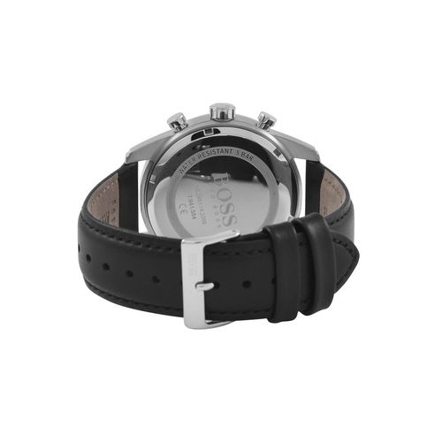Hugo Boss Skymaster Black Dial Black Leather Strap Watch for Men - 1513782