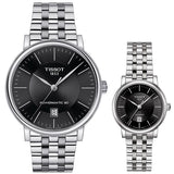 Tissot T Classic Carson Premium Powermatic 80 Black Dial Silver Steel Strap Watch For Men - T122.407.11.051.00