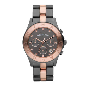 Marc Jacobs Blade Chronograph Grey Dial Two Tone Steel Strap Watch for Women - MBM8583