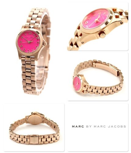 Marc Jacobs Henry Dinky Pink Dial Rose Gold Steel Strap Watch for Women - MBM3203