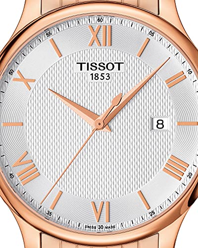 Tissot T Classic Tradition White Dial Rose Gold Steel Strap Watch For Women - T063.610.33.038.00