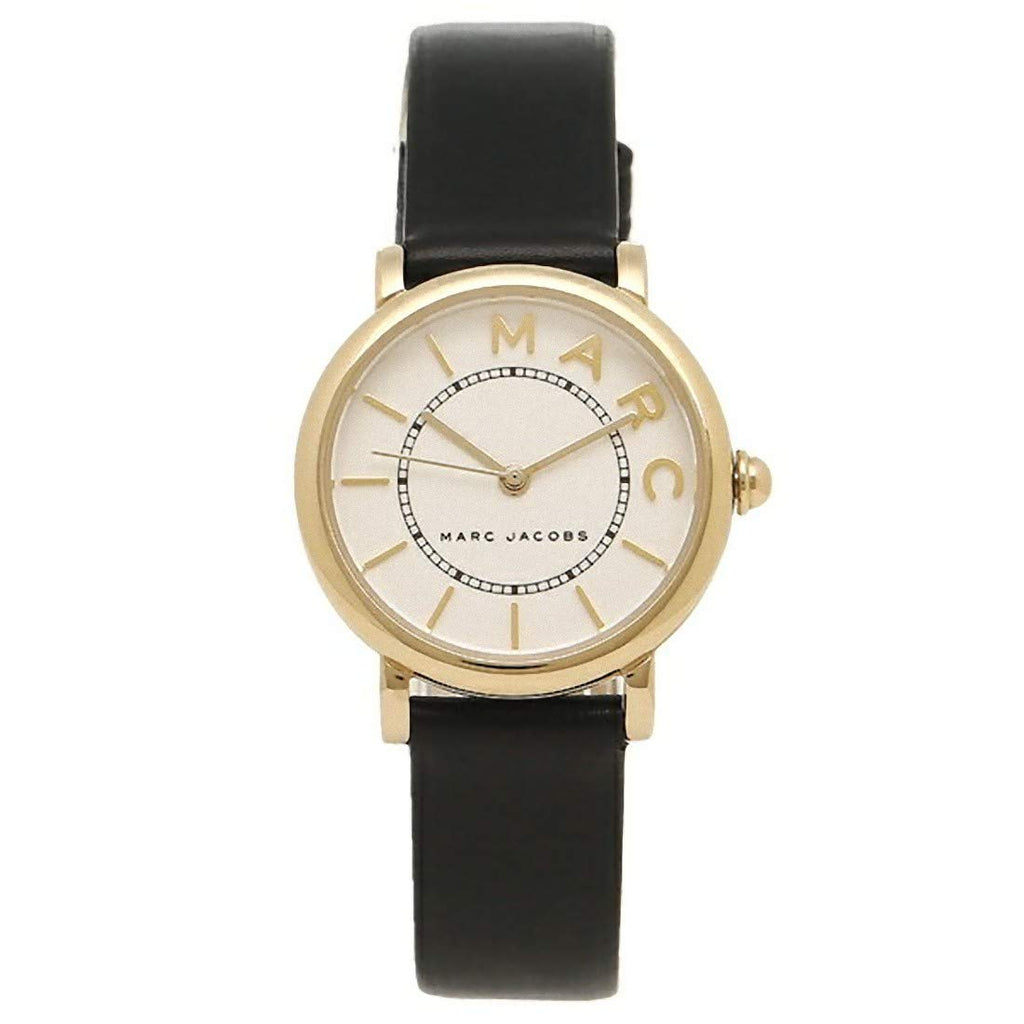 Marc Jacobs Roxy White Dial Black Leather Strap Watch for Women - MJ1537