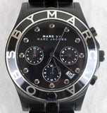 Marc Jacobs Blade Chronograph Black Dial Black Steel Strap Watch for Women - MBM3083